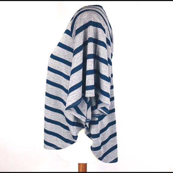 Oversized Pullover V Neck Striped Hi/Low Boxy Tee Small - Picture 3 of 8